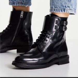 AllSaints Women’s brigade combat leather boot in black size EU 35/ US 5 new